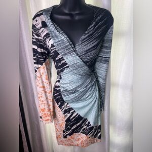 Diane von Furstenburg Aqua Graphic Print Silk Jersey Valencia Wrap Dress